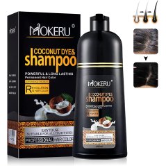 Mokeru Coconut Oil Hair Black Herbal Hair Dye Shampoo 3 in 1 for Women & Men,16.90 Fl Oz (Light Brown)