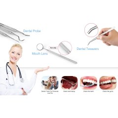 Gdeal 6pcs Professional Handle Stainless Steel Medical Dentist Teeth Explorer Needle Cleaning Dental Tool Kit Set