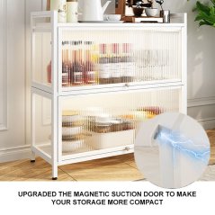 GTE 60CM 3 Layer Kitchen Cabinet Household Storage with Doors Cover
