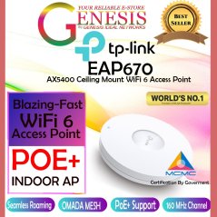 TP-Link EAP670 Omada WiFi 6 AX5400 Wireless 2.5G Ceiling Access Point