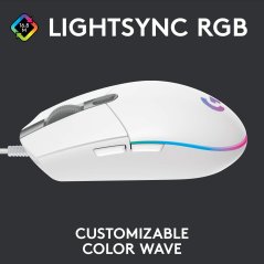 لوجيتك ماوس ألعاب جي 102 بإضاءة لايت سينك RGB (أبيض)