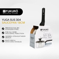 Fukuro Yuga 304 Stainless Steel Sauce Pan With Lid - 18cm
