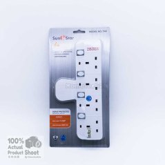 Hometech2u SUNSTAR WALL T-ADAPORT EXTENSION SWITCH SOCKET WITH SURGE PROTECTED (SIRIM APPROVED), eRomman Technologies Sdn Bhd