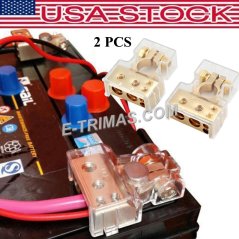 E-trimas 4 8 AWG Gold Plating Auto Car Motorsport Battery Terminal Clamp (1PAIR)