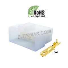 E-trimas 6 Way Male Car Electrical Terminal Block Multi Connector Plug Socket Kit