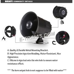 E-trimas 1 Tone Backup Horn Car Siren Alarm Buzzer System Proton Perodua