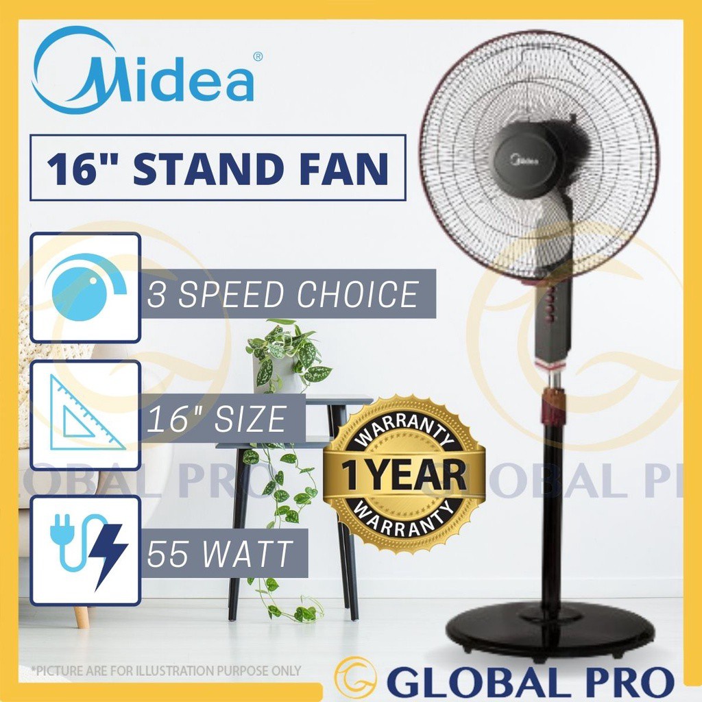 Buy Globalproofficial Midea Mf 16fs10n 3 Speed Choices 16 Inch Stand Fan Fan Kipas Angin Berdiri Online Eromman