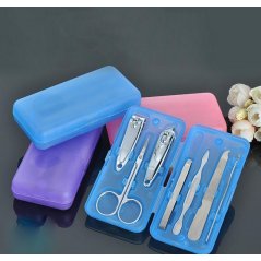 Jomz [IX] Nail Grooming Kit 7 pcs Pedicure Manicure Set Travel with Plastic Case
