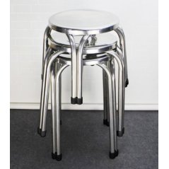 Jomz [IX] Stainless Steel Stool Metal Round Chair for In / Outdoor
