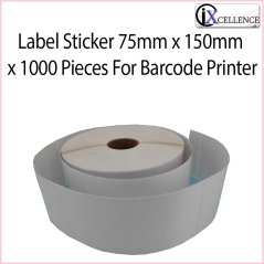 Label Sticker 75mm x 150 x 1000 Pieces for Barcode Printer (White)
