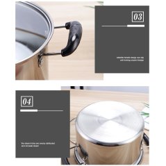 Gdeal GTE Kitchen Lightweight Tempered Glass Lid Stainless Steel Anti Scalding Soup Pot Cookware