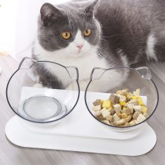 Gdeal Pet Food Feeding Non Slip Cat Design Double Bowl Feeder