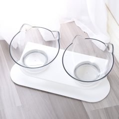 Gdeal Pet Food Feeding Non Slip Cat Design Double Bowl Feeder