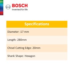 BOSCH SDS Plus Hexagonal Flat Chisel 10pcs - 2608684775 (17 x 280mm)