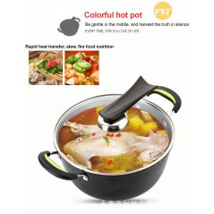 Gdeal GTE 4-In-1 Romani Medical Stone Cookware Soup Pot Wok Frying Pan With Lid (CW-7117)