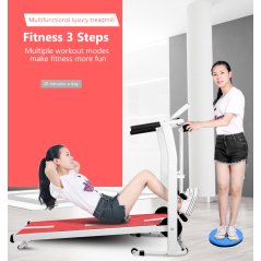 Gdeal Multi-Function Slimming Mini Walking Machine Home Exercise Fitness Gym Mini Foldable Running Manual Treadmill With Sit Up Stand