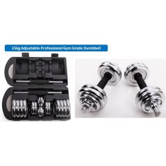 Gdeal Fitnessing Weight 15kg Spinlock Chrome Adjustable Dumbbell With Soft Grip Handle Set