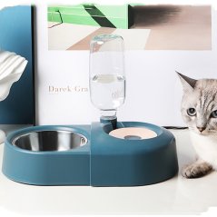 Gdeal Pet Double Bowl With Automatic Drinking Water Bowl (3 Colors)