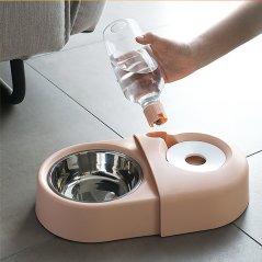 Gdeal Pet Double Bowl With Automatic Drinking Water Bowl (3 Colors)