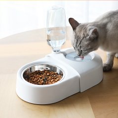 Gdeal Pet Double Bowl With Automatic Drinking Water Bowl (3 Colors)