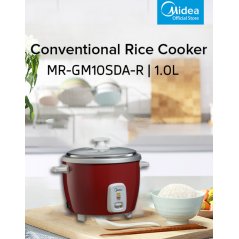 Hometech2u MIDEA 1.0L 1.8L CONVENTIONAL RICE COOKER MR-GM10SDA-R / MR-GM10SDA-B MR-GM18SDA Periuk Nasi,电饭锅