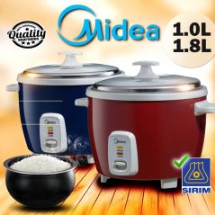 Hometech2u MIDEA 1.0L 1.8L CONVENTIONAL RICE COOKER MR-GM10SDA-R / MR-GM10SDA-B MR-GM18SDA Periuk Nasi,电饭锅