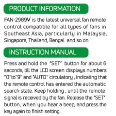 Hometech2u 2021 NEW - Universal Ceiling Fan Remote Control with LCD Screen Multi Fan Remote Replacement