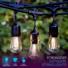 Hometech2u 10M Waterproof Outdoor LED String Lights Commercial Grade E27 Bulbs Street Garden party String Lights Lampu Pasar Malam