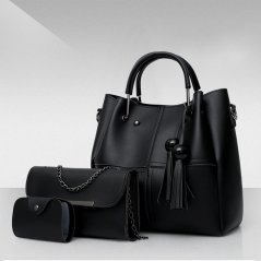 Gdeal 3 In 1 Fashion Plain Bag Women Pu Leather Elegant Handbag Wallet Purse Card Holder Set