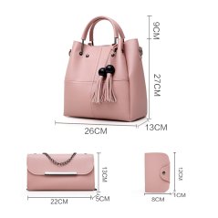 Gdeal 3 In 1 Fashion Plain Bag Women Pu Leather Elegant Handbag Wallet Purse Card Holder Set