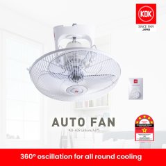 Hometech2u KDK KQ409 KQ-409 16" Auto Fan / Kipas Auto with Regulator (White)
