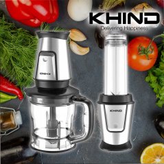 Hometech2u Khind 4 in 1 Multi Blender Chopper BLC129 500W (Stainless Steel Blades)