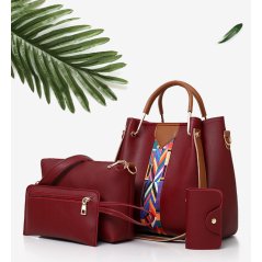 Gdeal 4-In-1 Korean Style Elegant Women Fashion PU Leather Medium Tote Bag Shoulder Bag Handbags Set (RYL-214)
