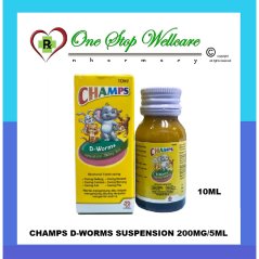 Champs D-Worms 200mg Chocolate Flavour 2's / Suspension 200mg/5ml 10ml