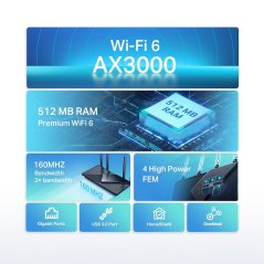 راوتر تي بي لينك AX3000 واي فاي 6 ثنائي النطاق (آرتشر AX55)
