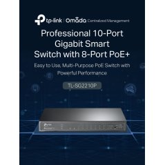 Tp-Link TL-SG2210P JetStream 8-Port Gigabit Smart PoE+ Switch 2 SFP