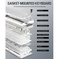 Attack Shark K75 Mechanical Wireless Gaming Keyboard White Transparent