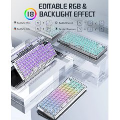 Attack Shark K75 Mechanical Wireless Gaming Keyboard White Transparent