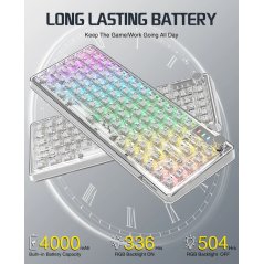 Attack Shark K75 Mechanical Wireless Gaming Keyboard White Transparent