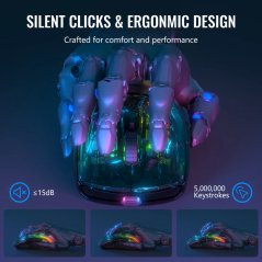 Attack Shark X2 Pro Wireless Gaming Mouse with Charging Dock (Black Transparent)