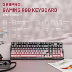 اتاك شارك لوحة مفاتيح العاب ميكانيكية لاسلكية X98Pro (بلاك بيري)
