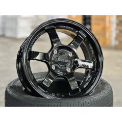 New 15X7 ET35 AOW Flow Formed TE37 Rim (4 Wheel) Gloss Black 4X114.3