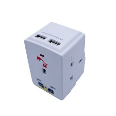 محول كهربائي بــ3 مقابس بقوة 2100 ملي أمبير  بمنفذين USB