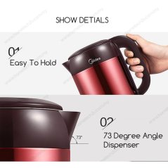 Hometech2u MIDEA JUG KETTLE ANTI SCALD PROTECTION ELEGANT SERIES 1.7L (ELEGANT MAROON)
