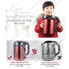 Hometech2u MIDEA JUG KETTLE ANTI SCALD PROTECTION ELEGANT SERIES 1.7L (ELEGANT MAROON)