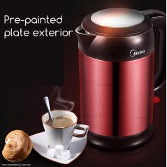 Hometech2u MIDEA JUG KETTLE ANTI SCALD PROTECTION ELEGANT SERIES 1.7L (ELEGANT MAROON)