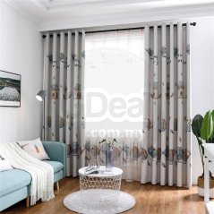 ستارة شباك شبه معتمة بنقشة طيور الحب 250×100 سنتيمتر