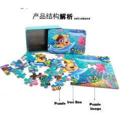 Gdeal Wooden Iron Box Puzzles Toy Children Educational Puzzles (6 Types)