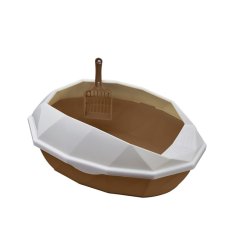 Premium Quality Diamond Shape Plastic Pets Cat Litter Box (3 Colors)