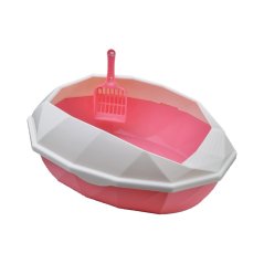 Premium Quality Diamond Shape Plastic Pets Cat Litter Box (3 Colors)